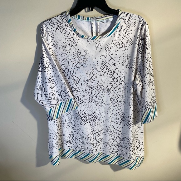 Tunic top by Lady Hagen long sleeve Size  L black and white with contrasting - Picture 1 of 8